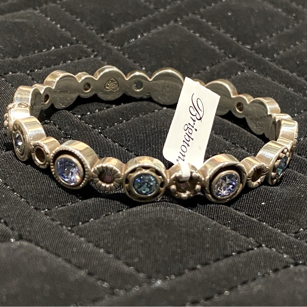 BRIGHTON Halo Burst Hinged Bangle - Silver -Tanzanite - Style JF3813 - NWT